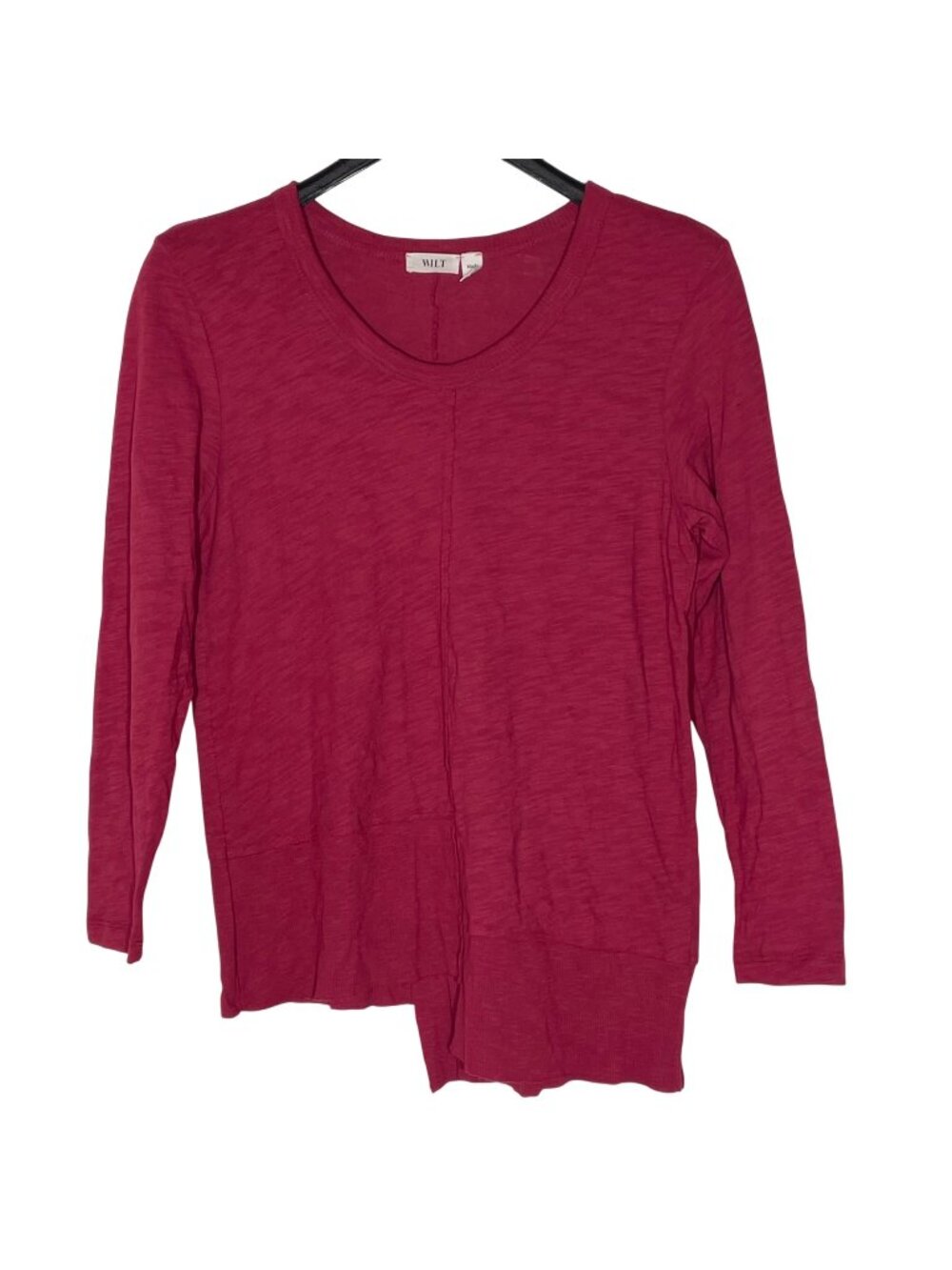 Wilt Slub Cotton Seam Front Asymmetrical Burnout Top Sz XS Lagenlook Pink